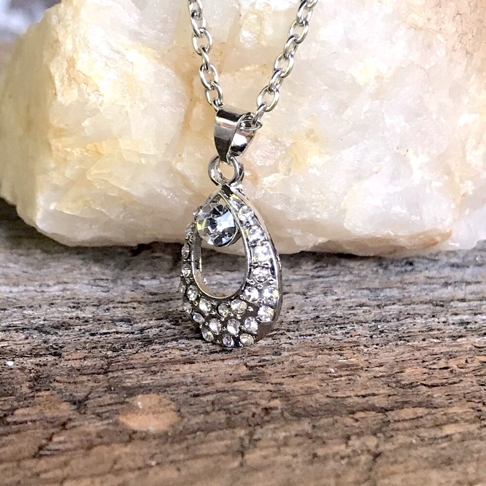 Teardrop Necklace with clear stone